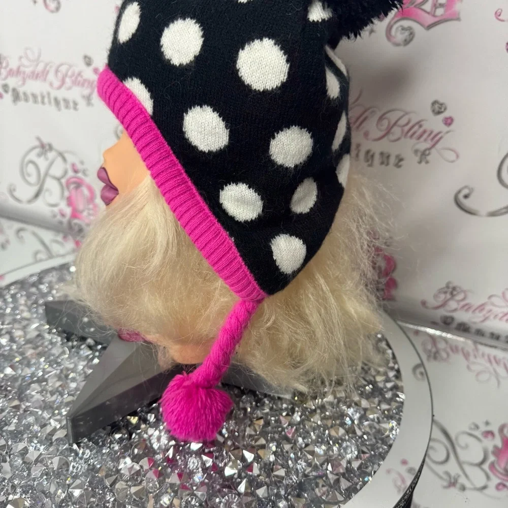 Disney hat touque bow ribbon 🎀 ears Minnie Mouse Polka Dot Hat Pink Accents